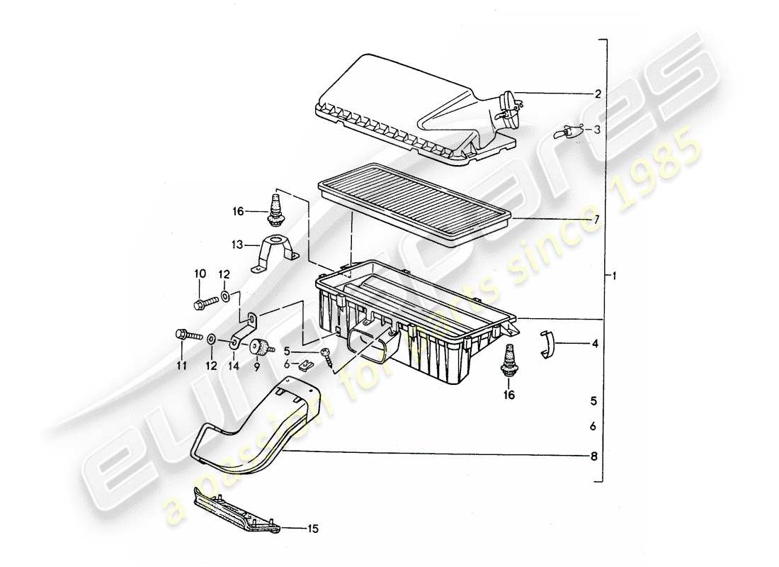 porsche 1995 (968) luftfilter - teilediagramm