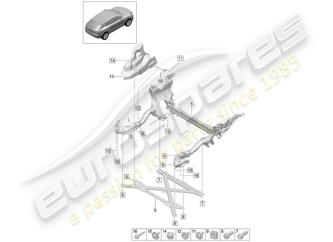 porsche 2019 (macan) hilfsrahmen-ersatzteildiagramm