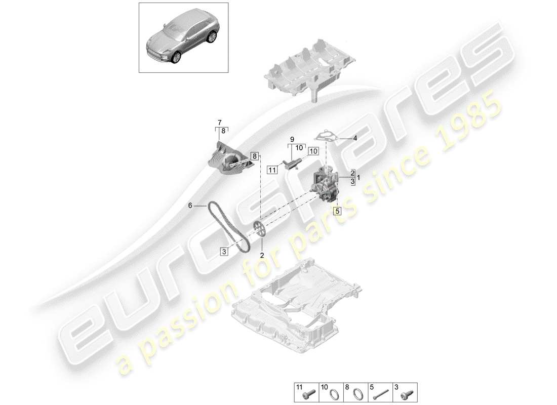 porsche 2019 (macan) ölpumpe ersatzteildiagramm