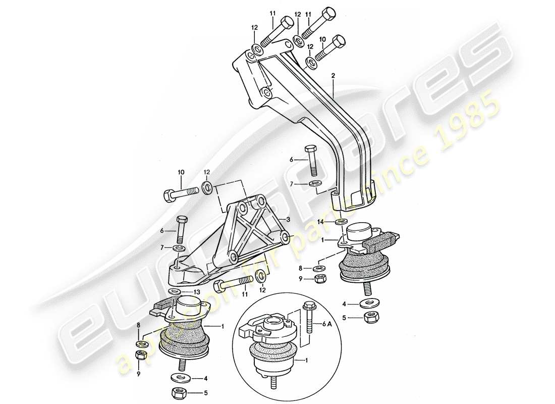 porsche 1991 (944) motoraufhängung teilediagramm