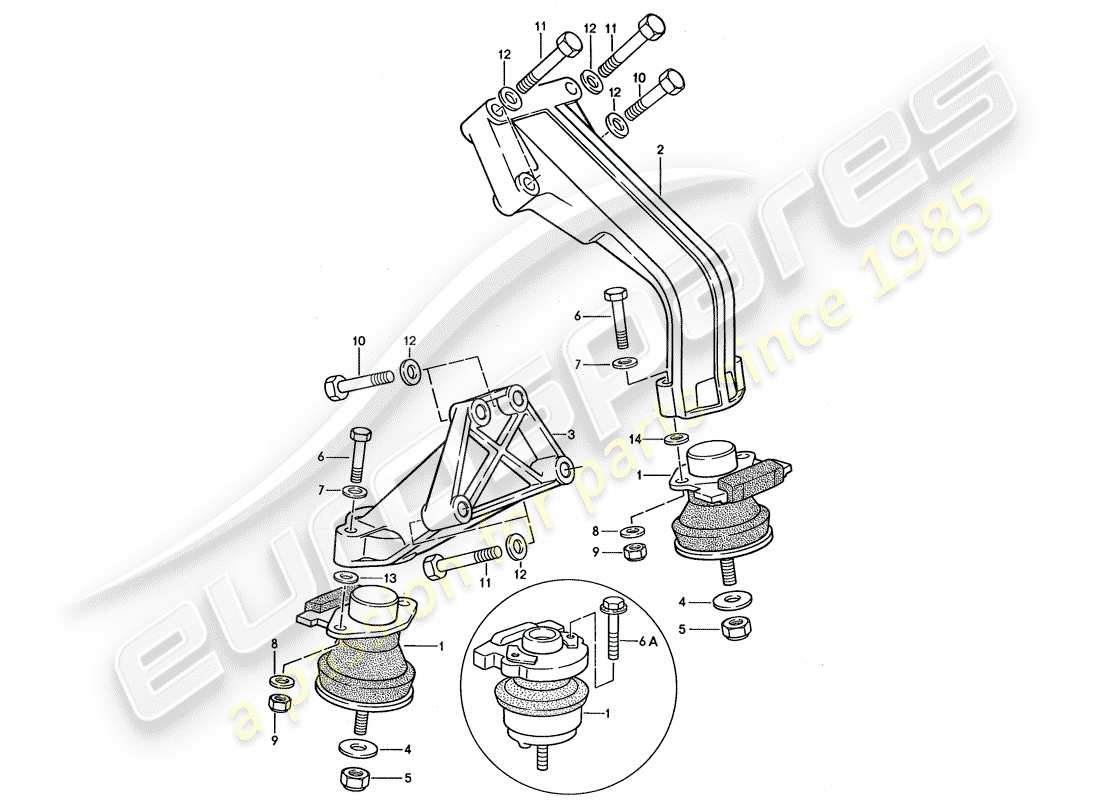 porsche 944 (1991) motoraufhängung teilediagramm