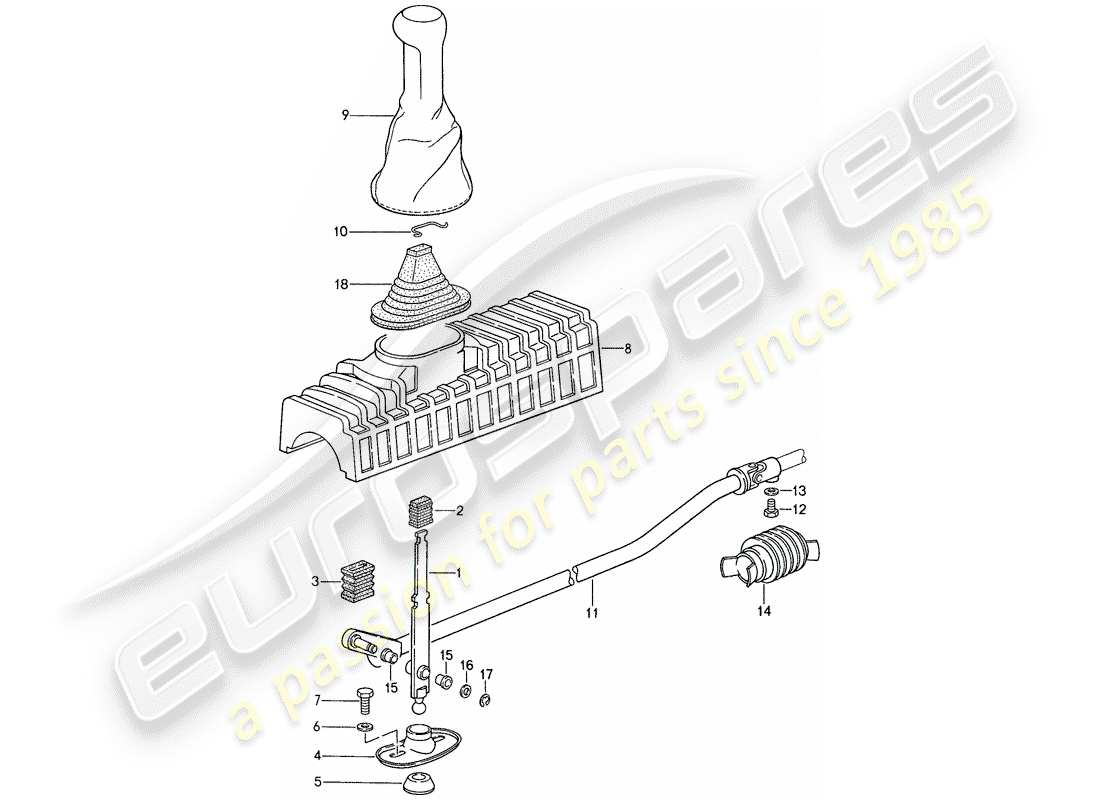 porsche 1988 (959) getriebesteuerung - teilediagramm