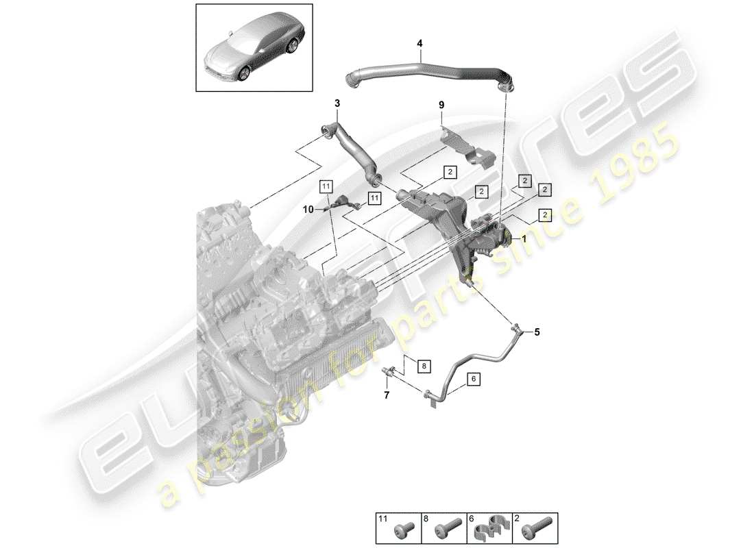 porsche 2020 (panamera 971-1) kurbelgehäuse-entlüftung ersatzteildiagramm