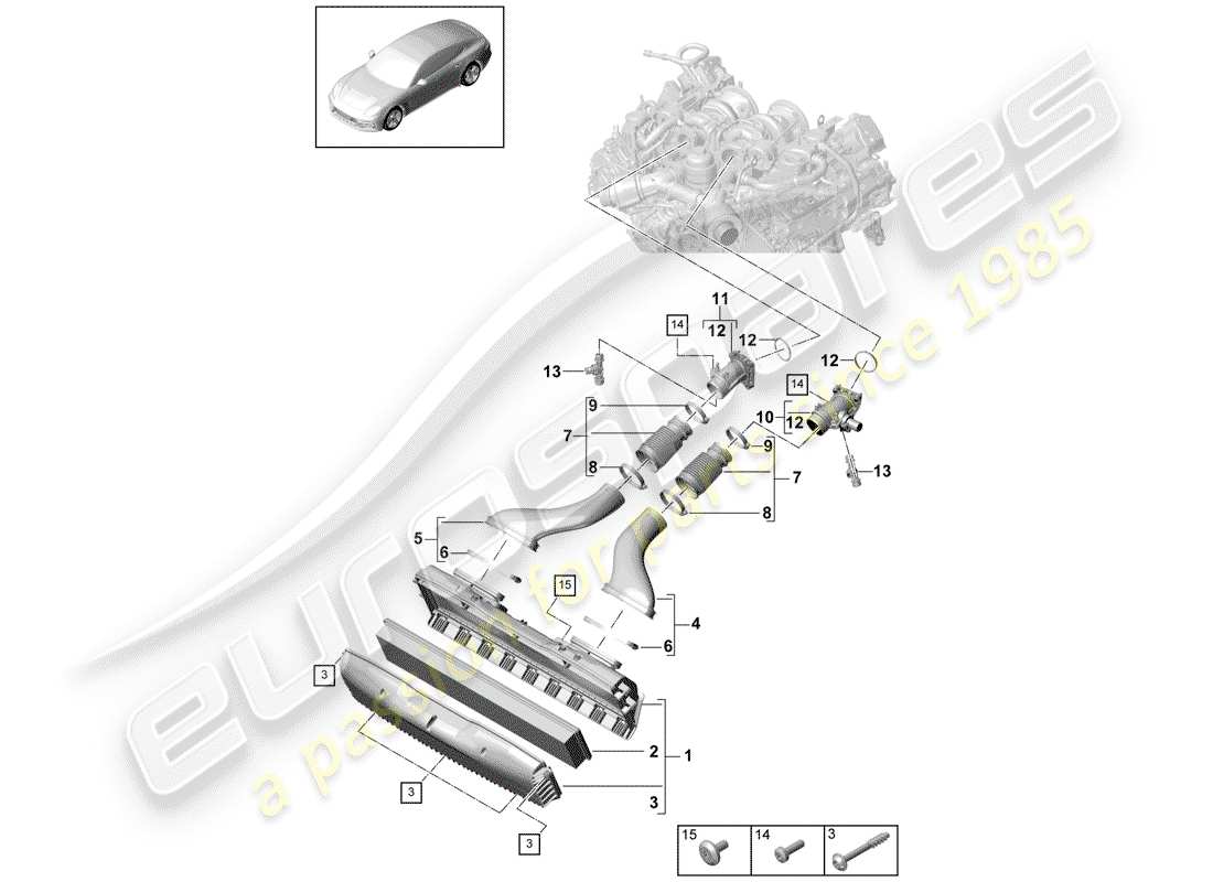 porsche 2020 (panamera 971-1) luftfiltergehäuse - ersatzteildiagramm