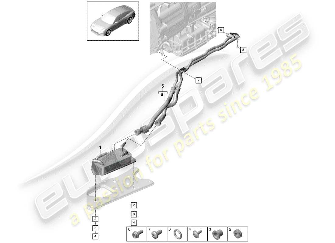 porsche 2020 (panamera 971-1) getriebeölkühler - ersatzteildiagramm