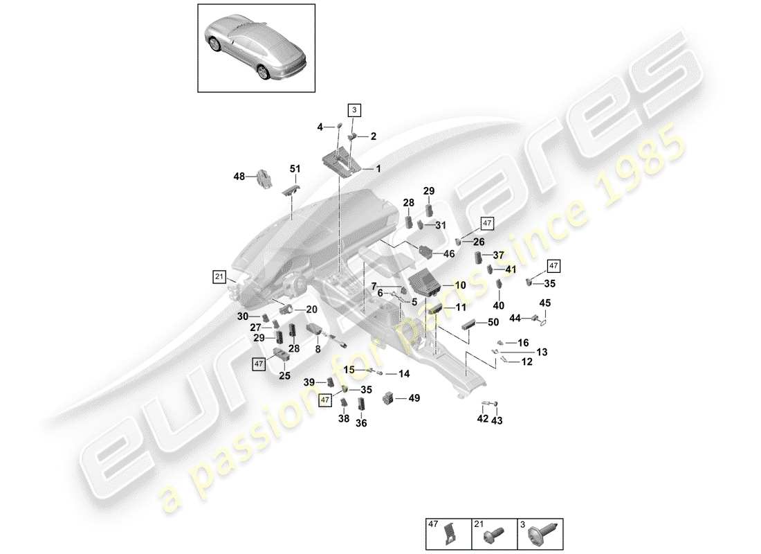 porsche 2017 (panamera 971-1) mehrfacher schalter ersatzteildiagramm
