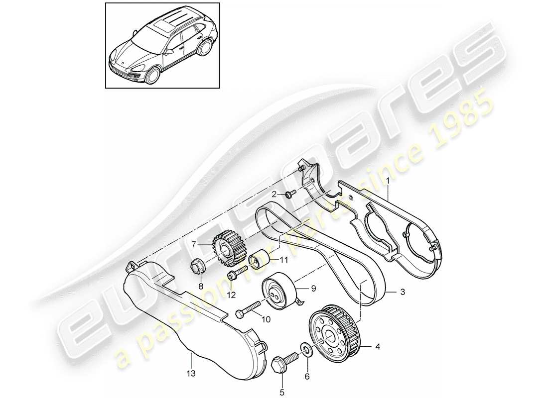porsche 2011 (cayenne e2 92a) zahnriemen ersatzteildiagramm