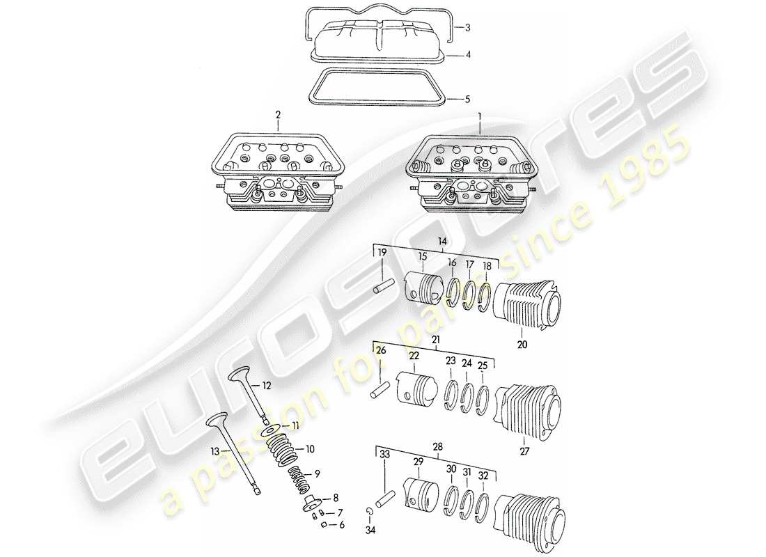 porsche 1959 (356/356a) zylinderkopf - zylinder mit kolben - m >> 10 199 - m >> 21 780 - m >> 50 099 - m >> 21 999 - m >> 33 899 - m >> 40 999 teilediagramm