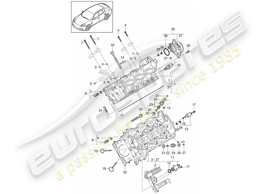 porsche 2014 (panamera 970) zylinderkopf teilediagramm