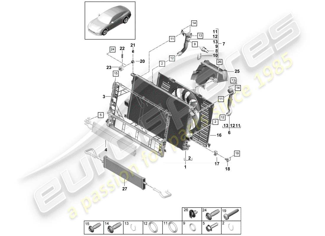 porsche 2020 (panamera 971-1) wasserkühlung teilediagramm