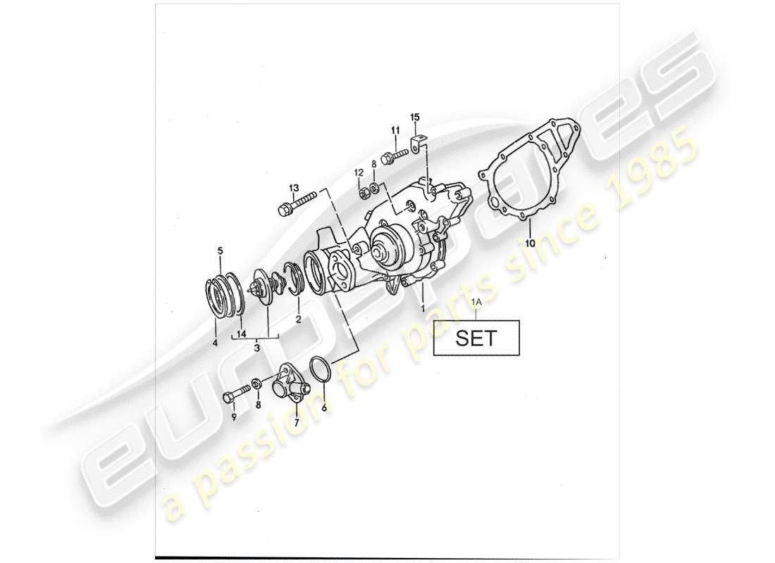 porsche 1995 (968) wasserpumpe teilediagramm
