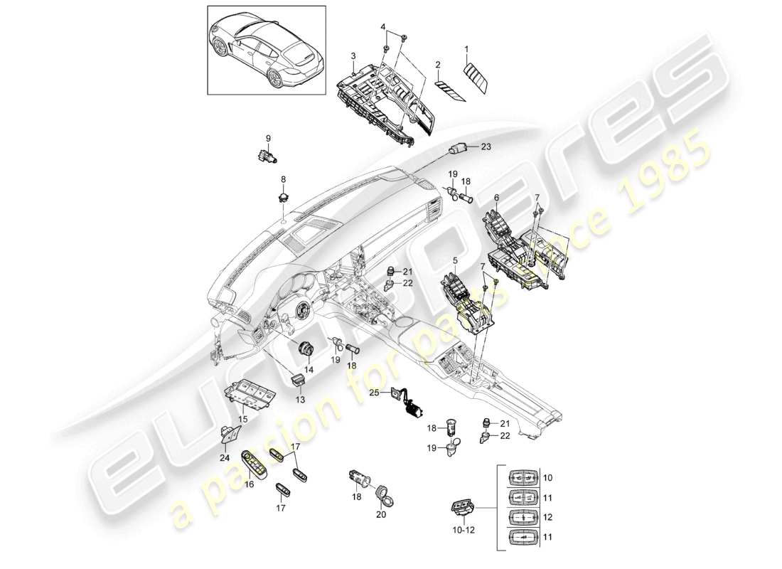 porsche 2012 (panamera 970) mehrfachschalter bedienfeld klimaanlage steuerschalter teilediagramm