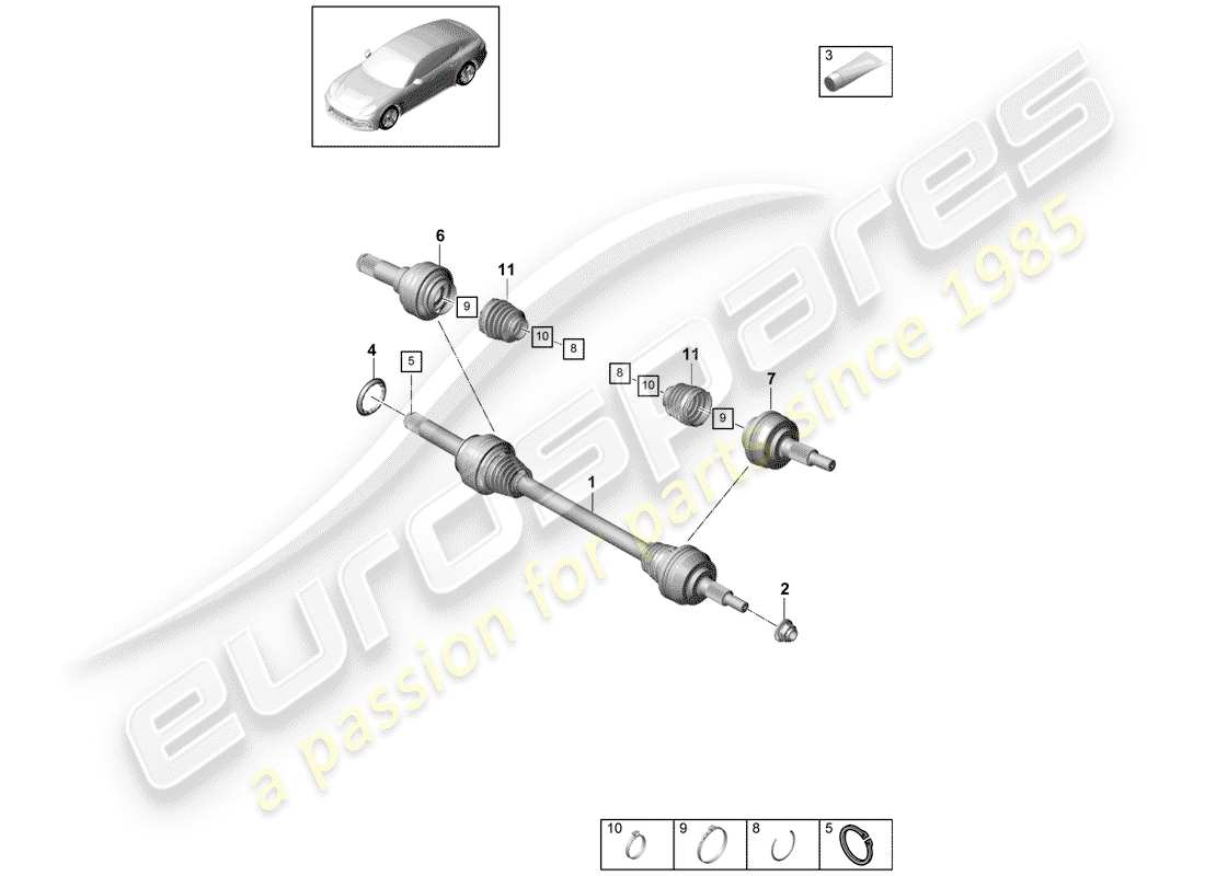 porsche 2020 (panamera 971-1) antriebswelle teilediagramm