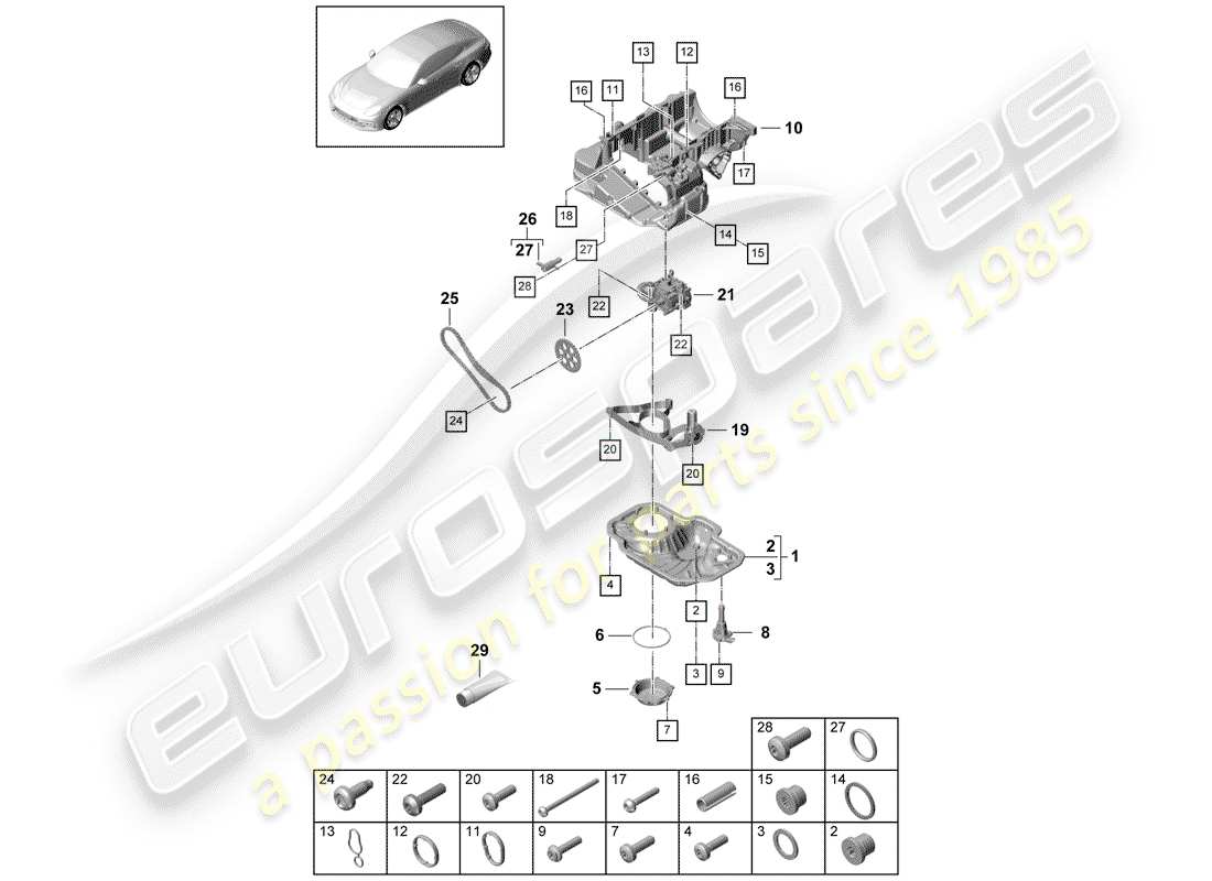porsche 2020 (panamera 971-1) ölleitendes gehäuse ersatzteildiagramm