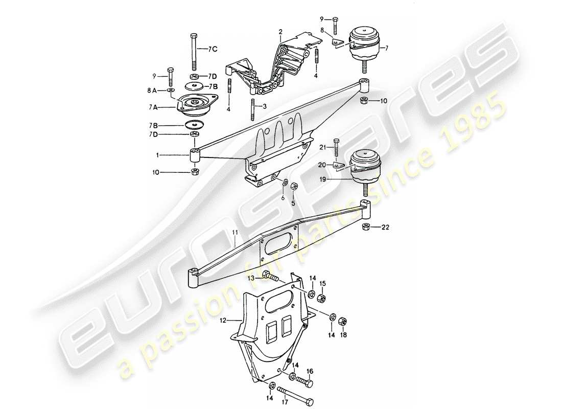 porsche 1992 (964) motoraufhängung teilediagramm