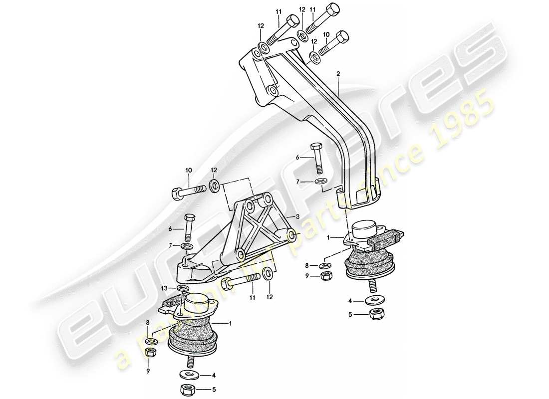 porsche 1986 (924s) motoraufhängung teilediagramm