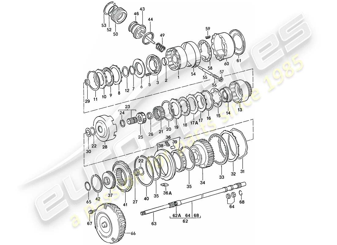 porsche 1986 (924s) getriebesteuerung - automatikgetriebe teilediagramm