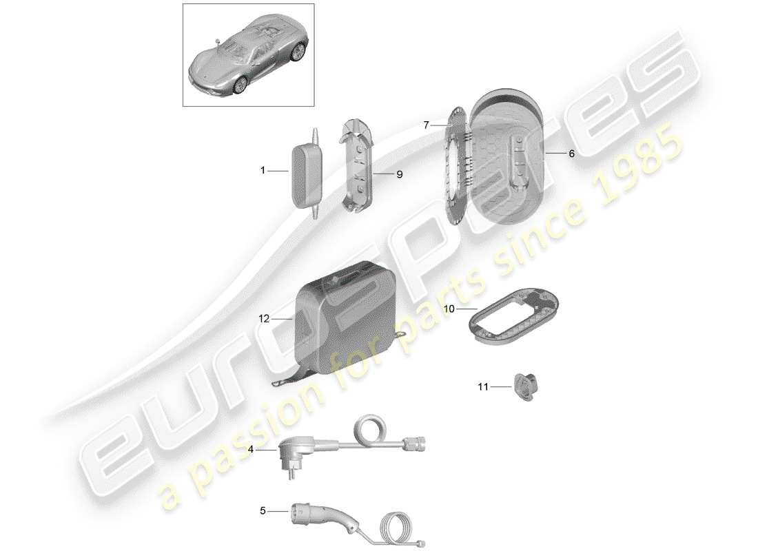 porsche 2015 (918 spyder) ac-ladestation teilediagramm