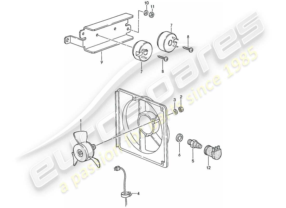 porsche 1989 (944) elektrolüfter teilediagramm