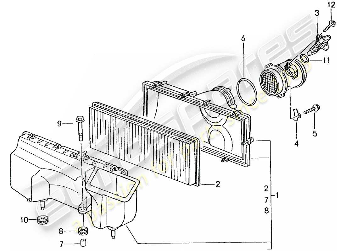 porsche 2001 (996 gt3) luftfilter - teilediagramm