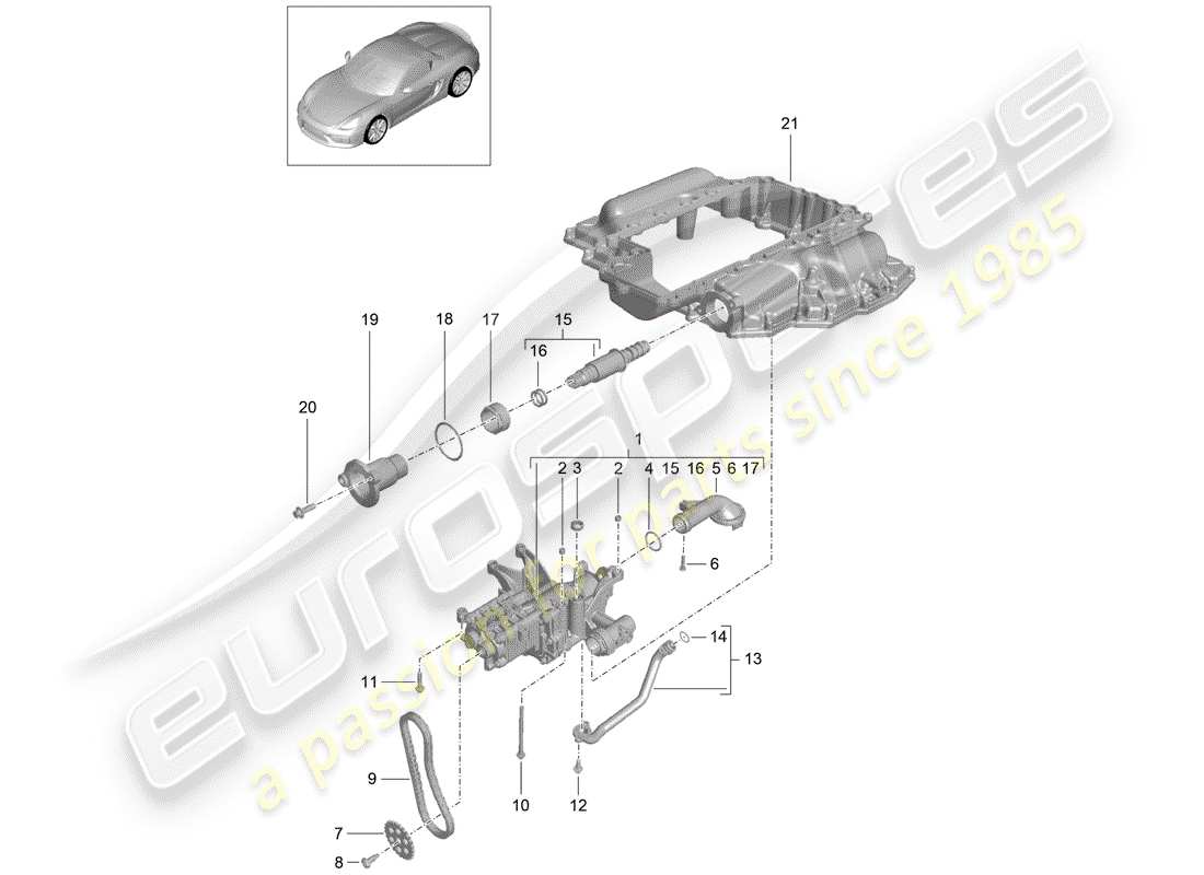 porsche 2016 (981 boxster spyder) ölpumpe ersatzteildiagramm