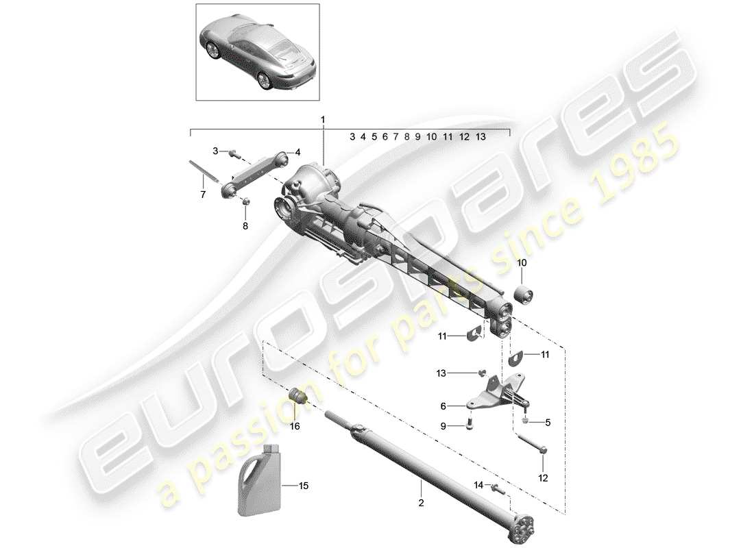 porsche 2016 (991-1) vorderachsdifferential ersatzteildiagramm