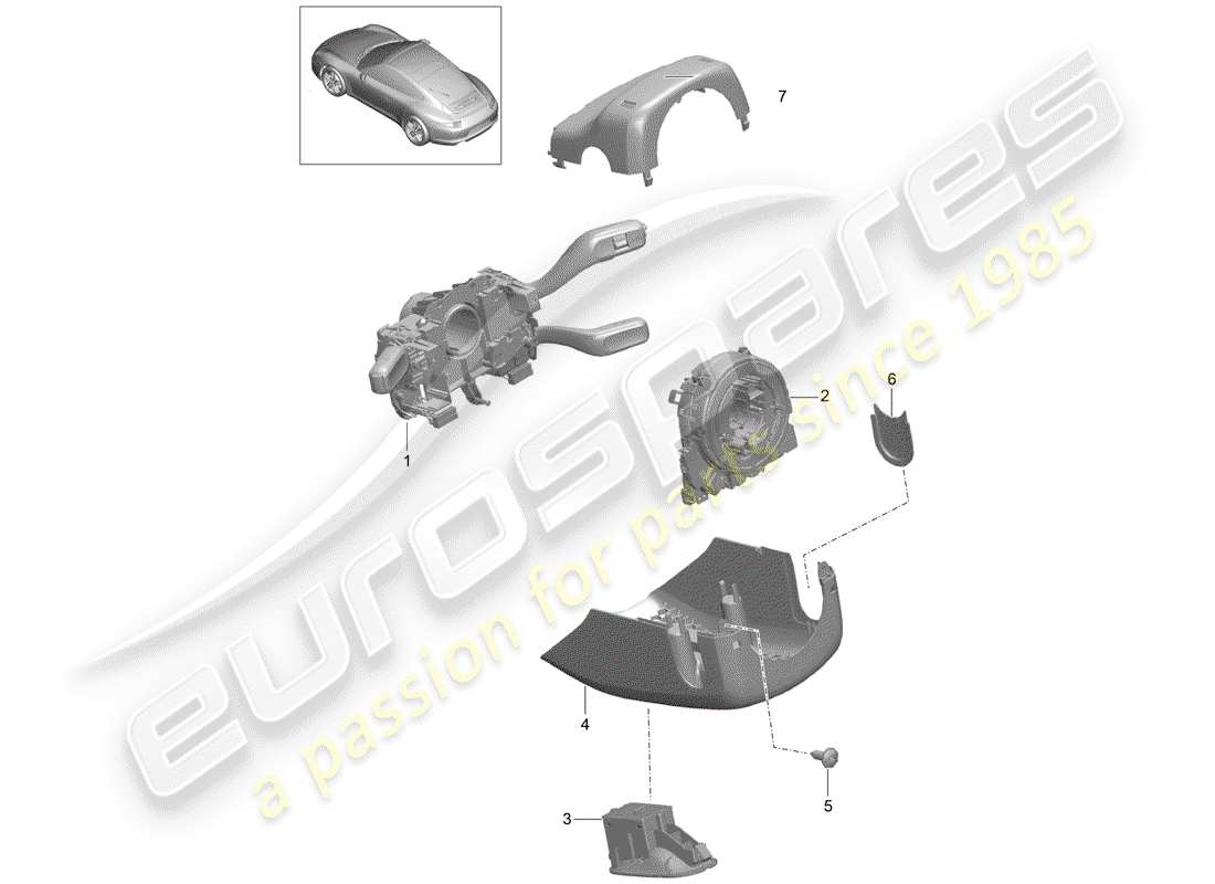 porsche 2012 (991-1) lenkstockschalter ersatzteildiagramm
