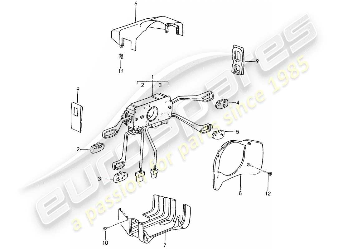 porsche 1998 (986 boxster) lenkstockschalter ersatzteildiagramm