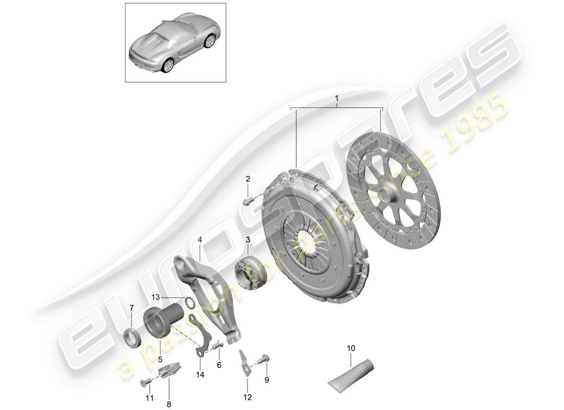 porsche 2016 (981 boxster spyder) kupplung teilediagramm