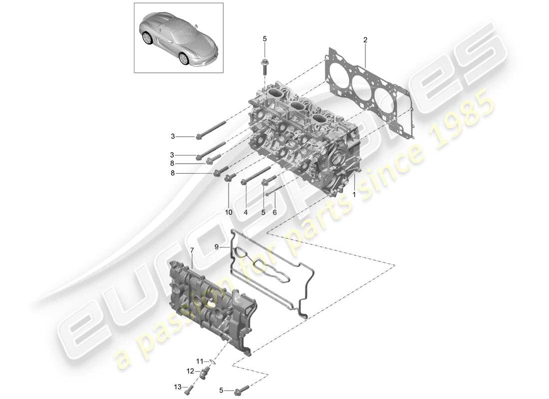 porsche 2016 (981 boxster spyder) zylinderkopf teilediagramm