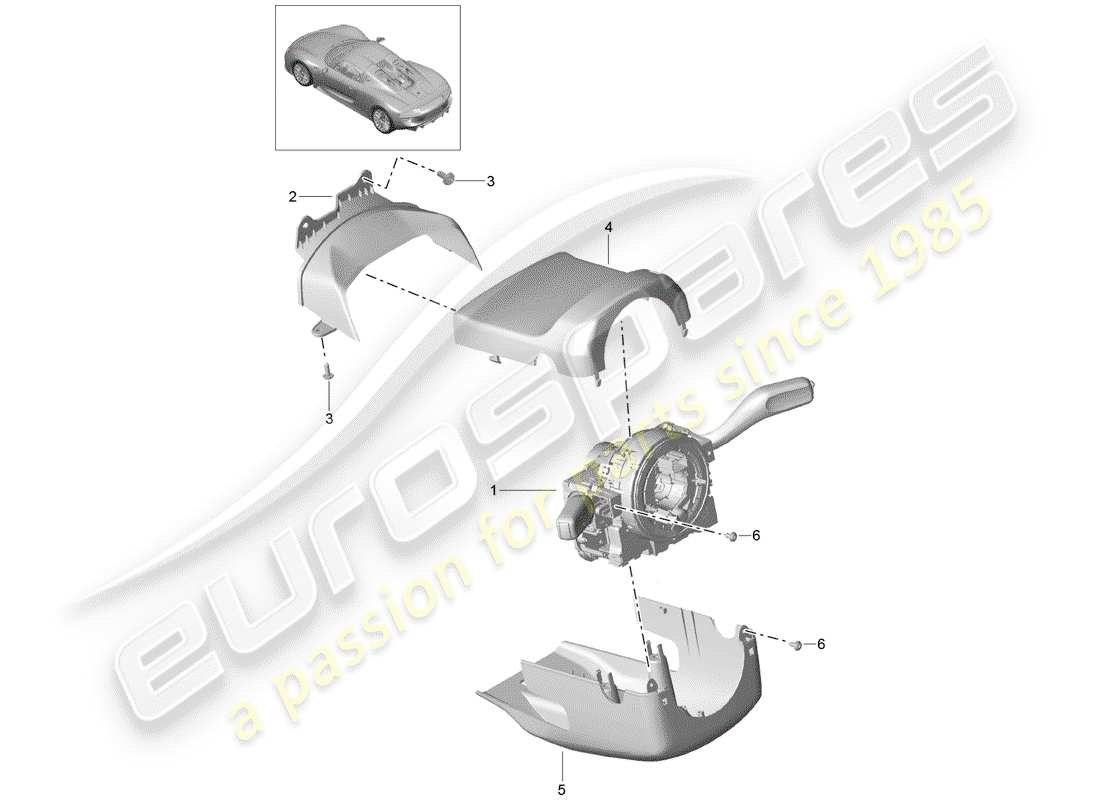 porsche 918 spyder (2015) lenkstockschalter ersatzteildiagramm