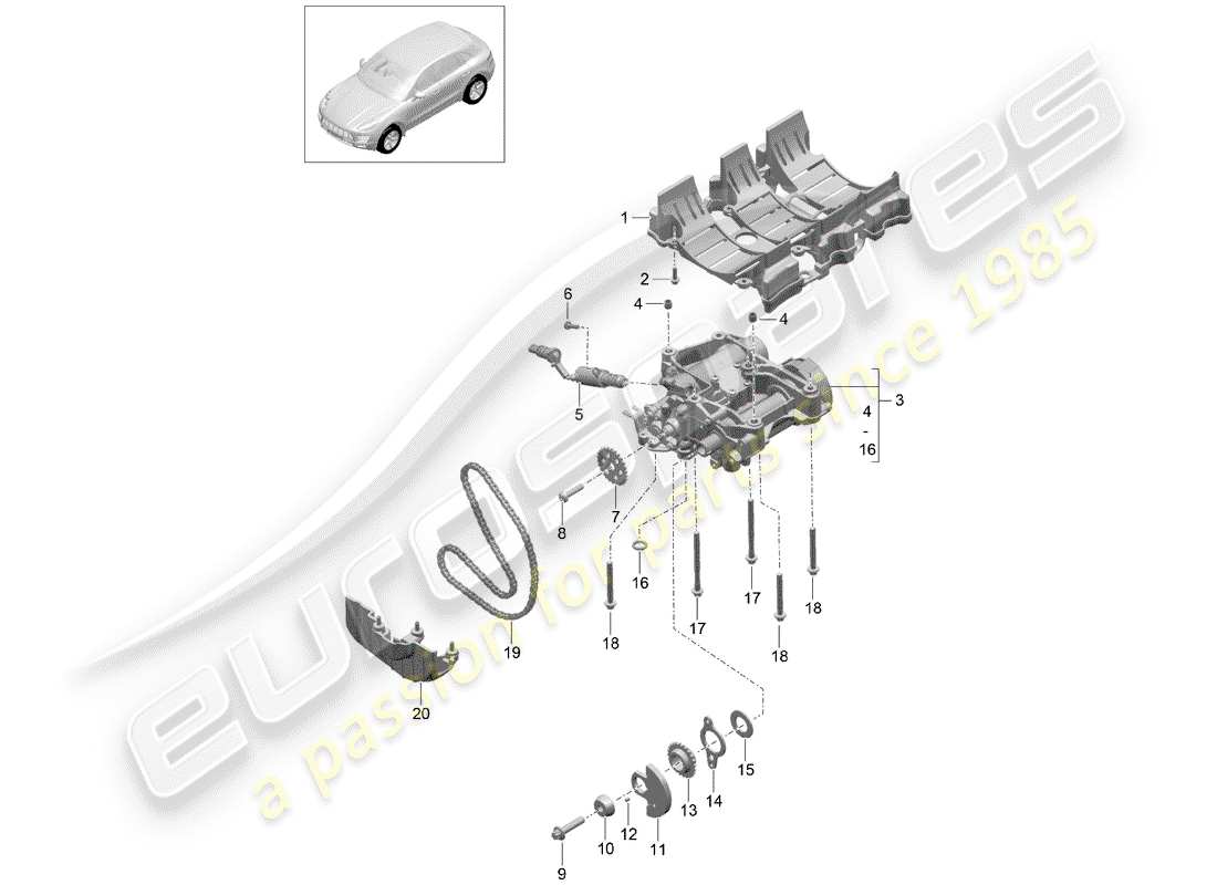 porsche 2015 (macan) ölleitblech ersatzteildiagramm