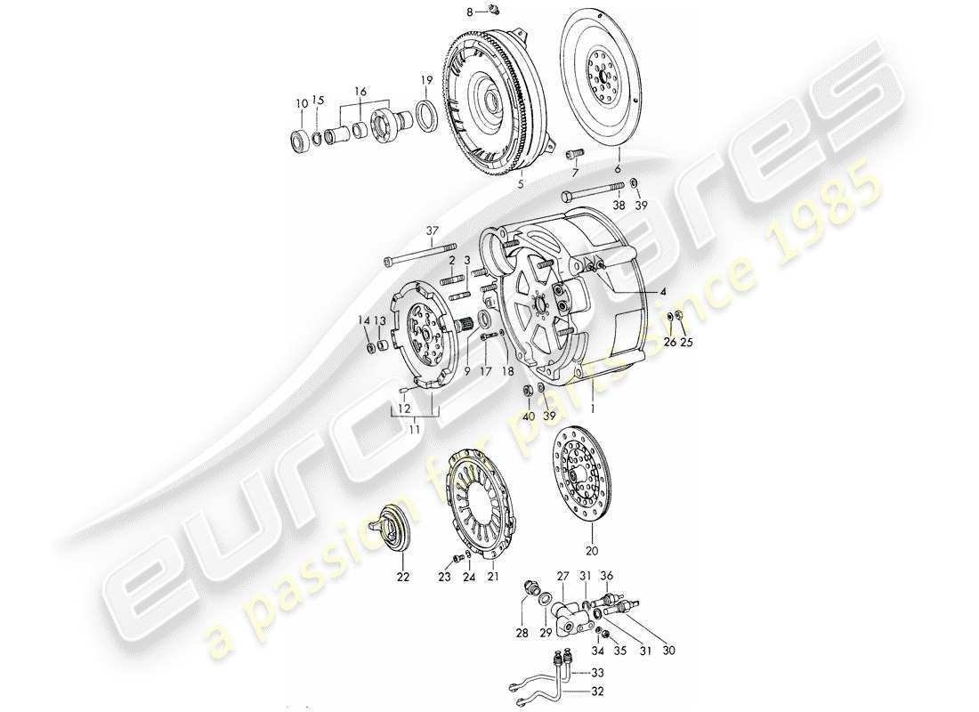 porsche 1969 (911/912) drehmomentwandler - und - wandlergehäuse - sportomatic ersatzteildiagramm
