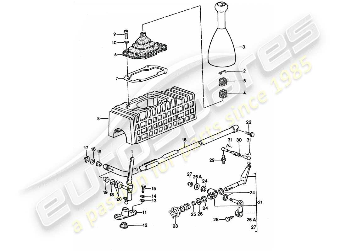 porsche 1994 (968) aktuator - für - schaltgetriebe ersatzteildiagramm