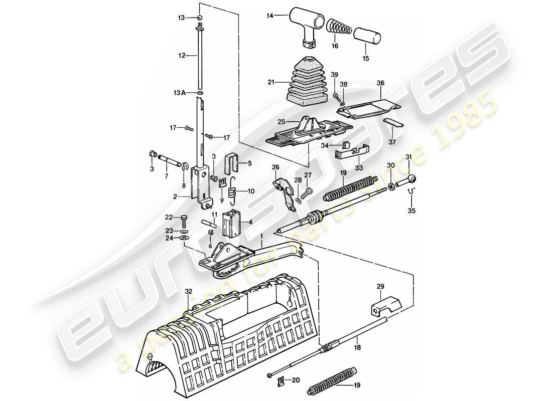 porsche 1982 (928) schaltmechanismus - automatikgetriebe ersatzteildiagramm