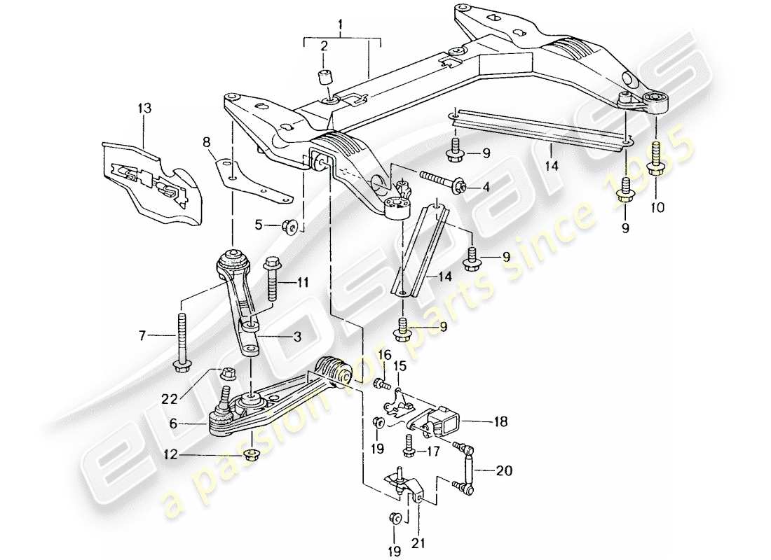 porsche 1998 (996) quertraeger - querlenker ersatzteildiagramm