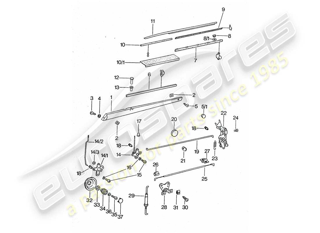 porsche 1977 (911 turbo) installationsteile - für - tür ersatzteildiagramm