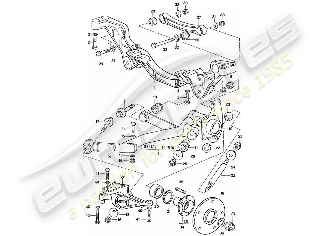 porsche 1986 (928) hinterachse teilediagramm