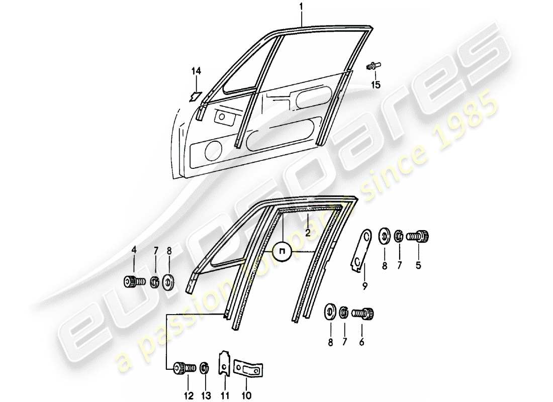 porsche 1978 (911) fensterrahmen ersatzteildiagramm