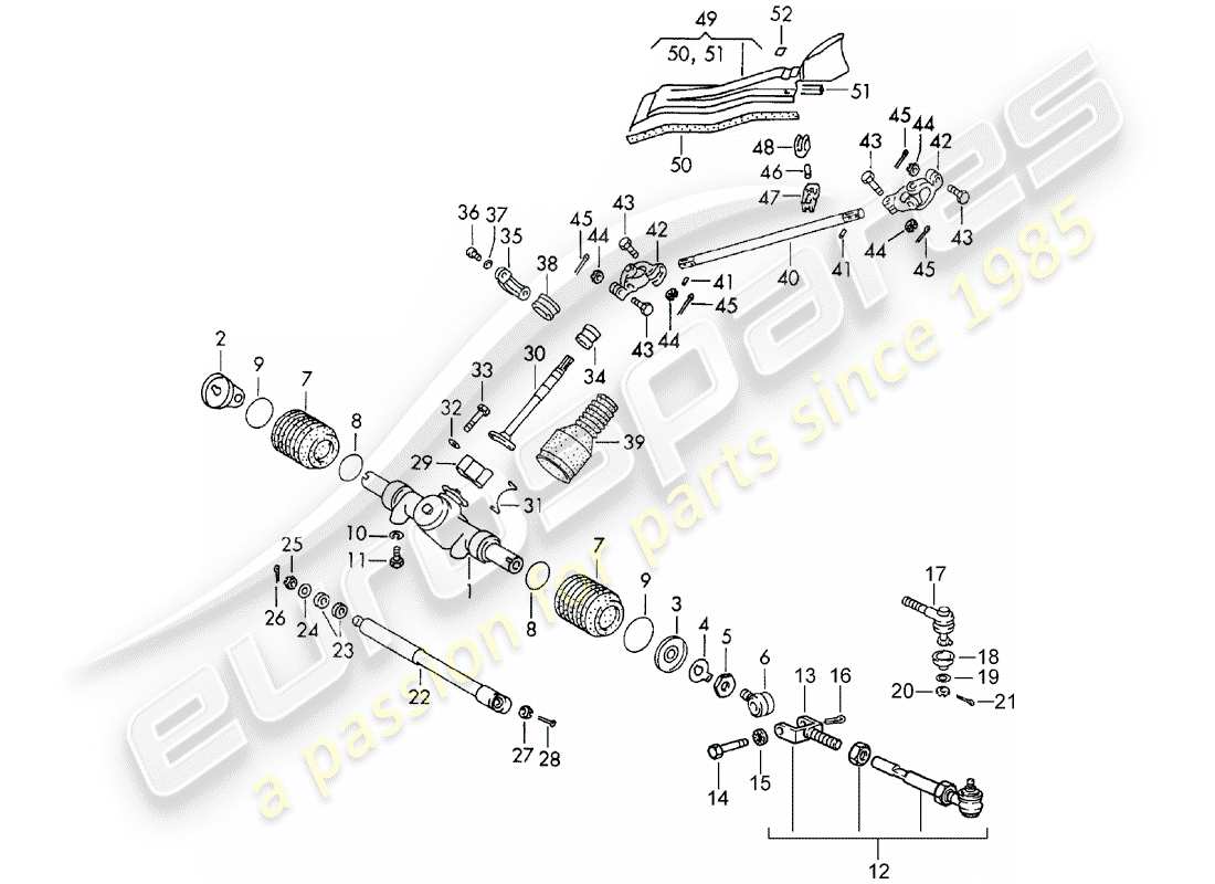 porsche 1967 (911/912) lenkgetriebe - lenkgestänge - d >> - mj 1968 ersatzteildiagramm