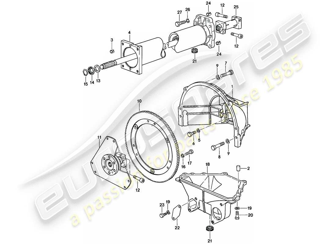 porsche 1979 (928) zentralrohr – automatikgetriebe teilediagramm