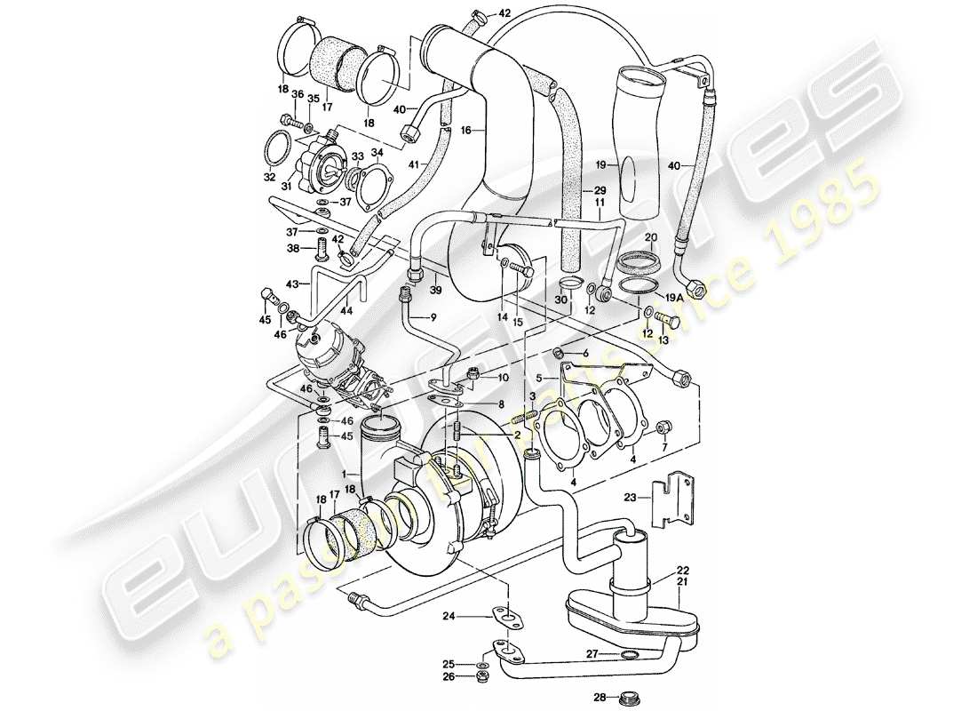 porsche 1981 (911) turbolader teilediagramm