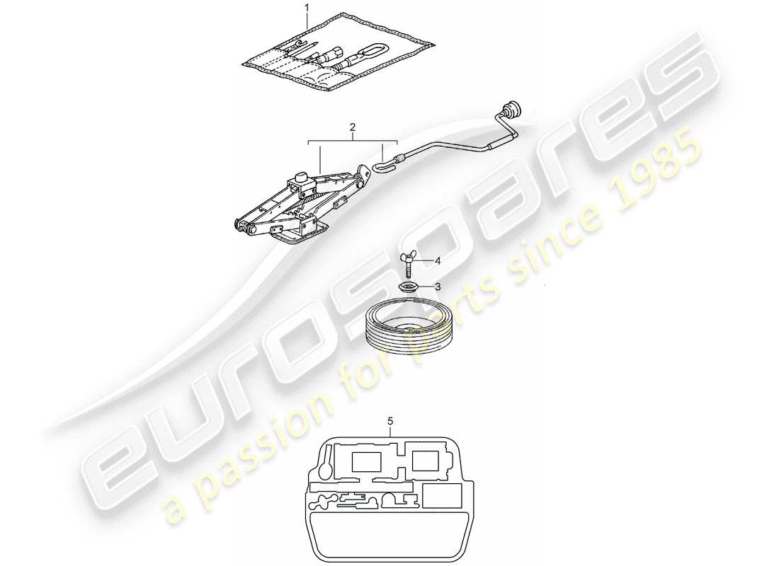 porsche 2005 (996 turbo / gt2) werkzeug - wagenheber - feuerlöscher ersatzteildiagramm