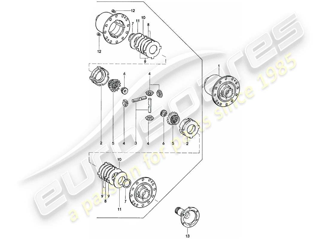 porsche 1982 (924) sperrdifferential - manuelles getriebe - g31.01/02/03 ersatzteildiagramm