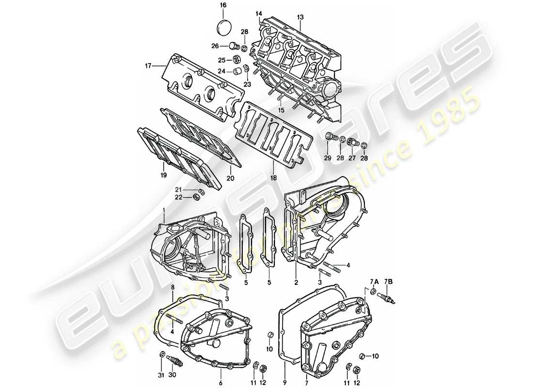porsche 1981 (911) nockenwellengehäuse - kettengehäuse ersatzteildiagramm