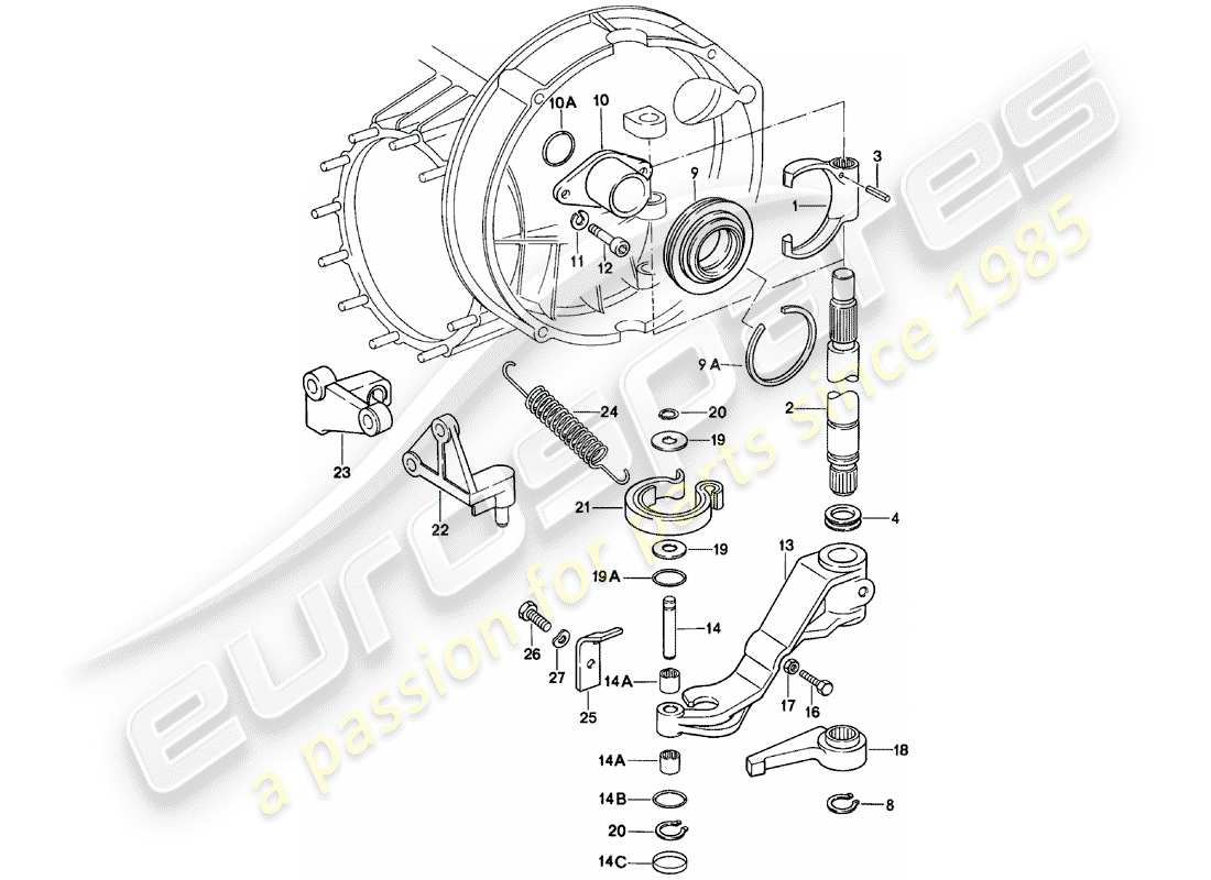 porsche 1981 (911) kupplungsausrückung ersatzteildiagramm