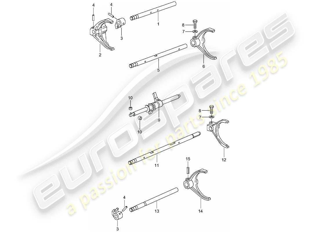 porsche 2004 (996 turbo / gt2) schaltwelle ersatzteildiagramm
