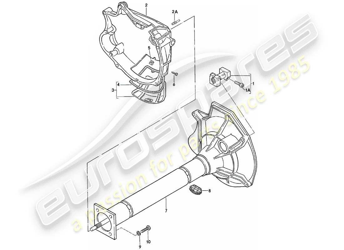 porsche 1984 (924) zentralrohr - schaltgetriebe - vq vr uv md me mf ersatzteildiagramm