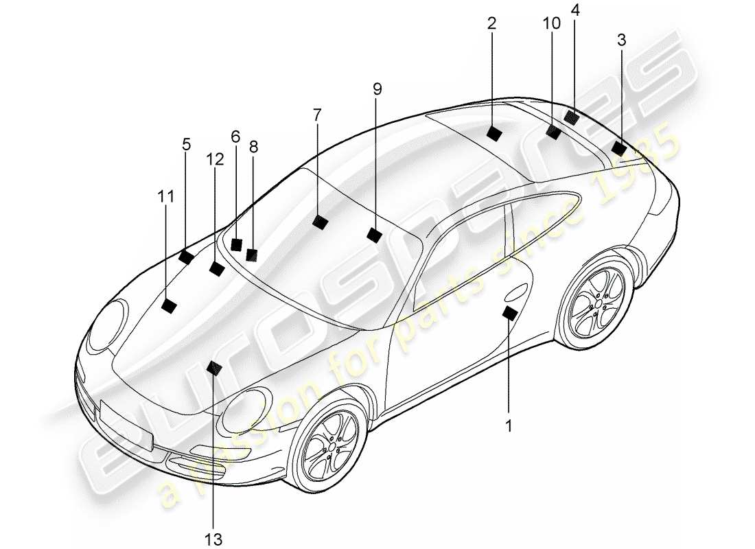 porsche 2012 (997-2) zeichen/hinweise teilediagramm