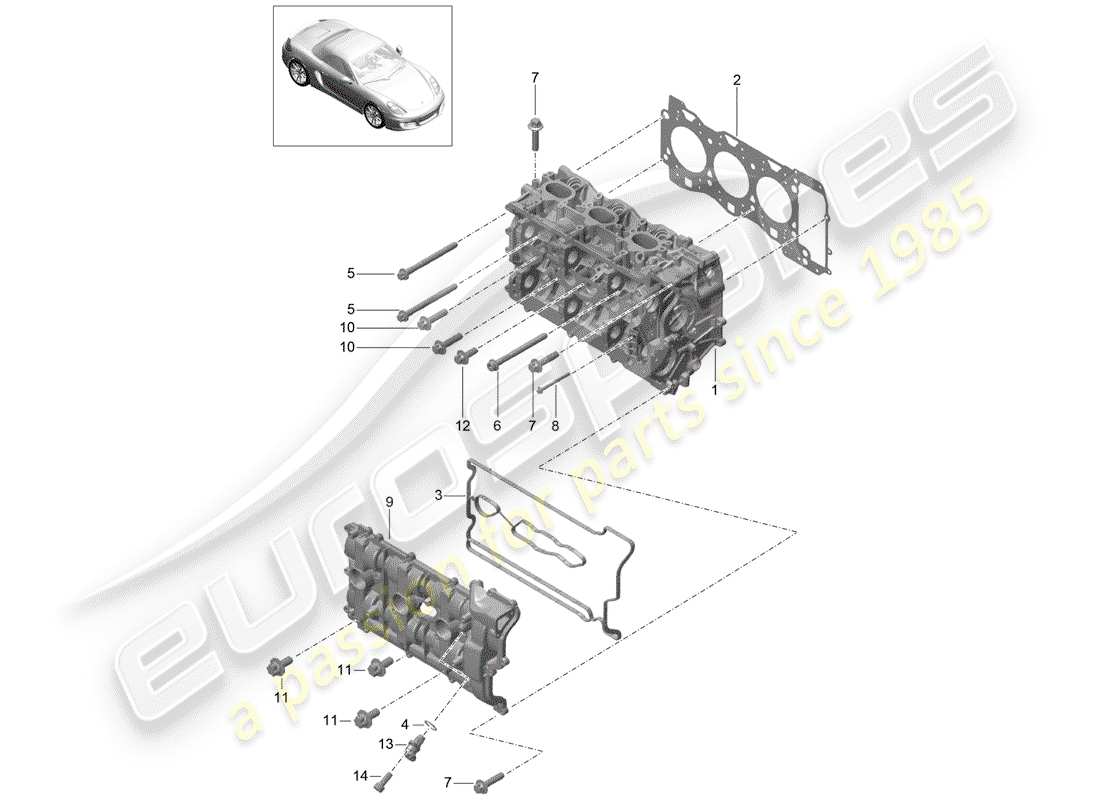 porsche 2013 (981 boxster) zylinderkopf teilediagramm